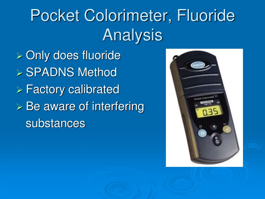 pocket colorimeter fluoride analysis only does