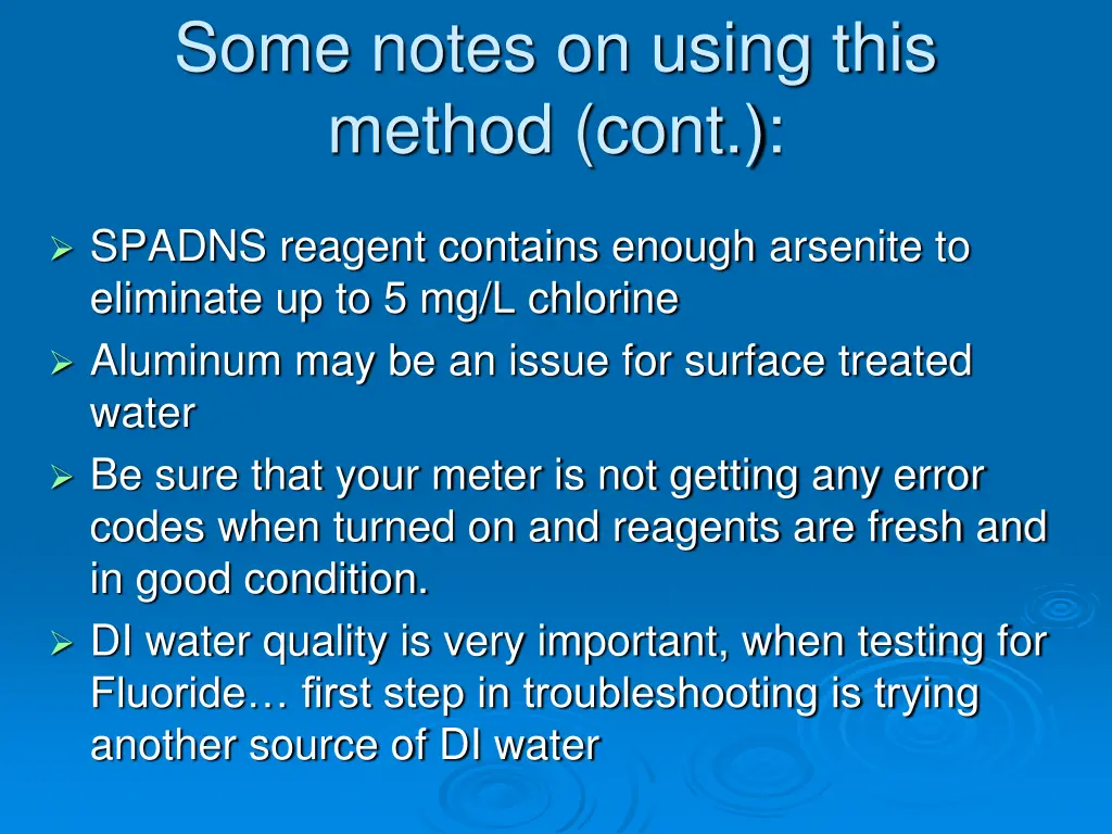 some notes on using this method cont