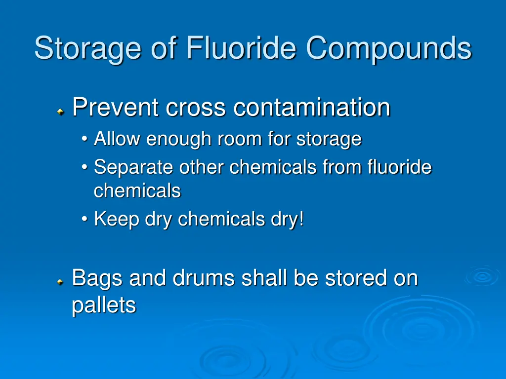 storage of fluoride compounds