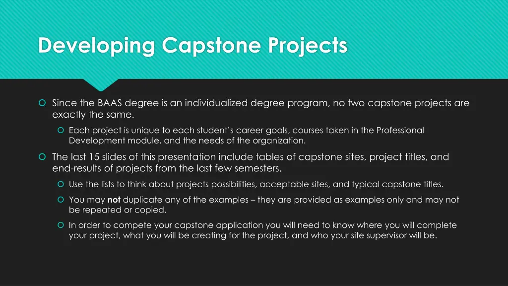 developing capstone projects