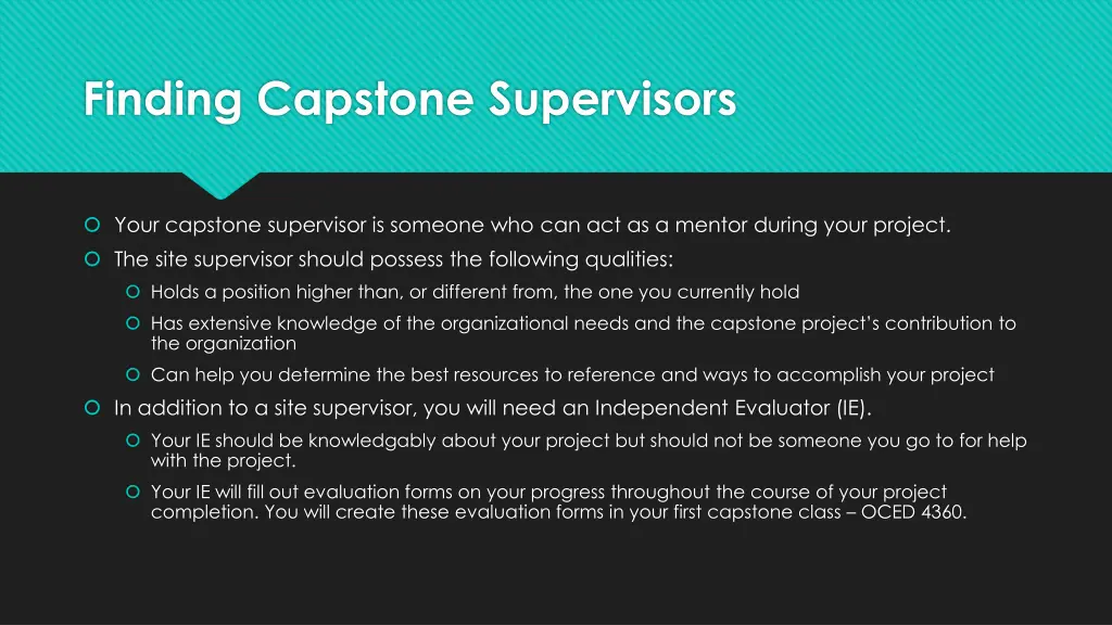 finding capstone supervisors