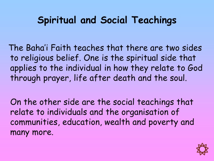 spiritual and social teachings