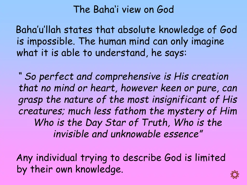 the baha i view on god