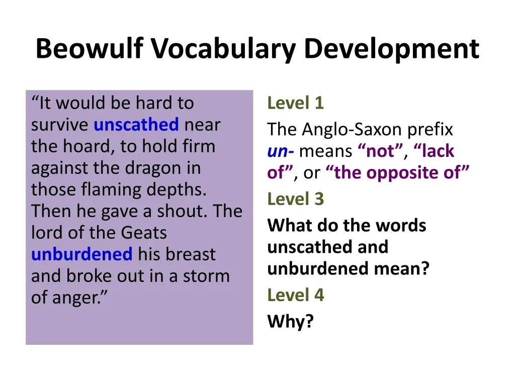 beowulf vocabulary development