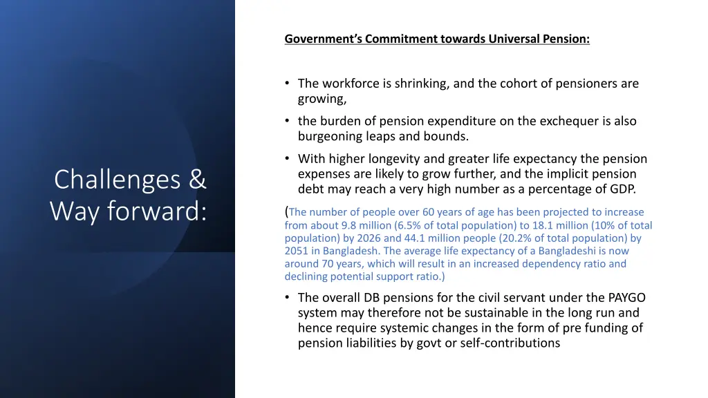 government s commitment towards universal pension