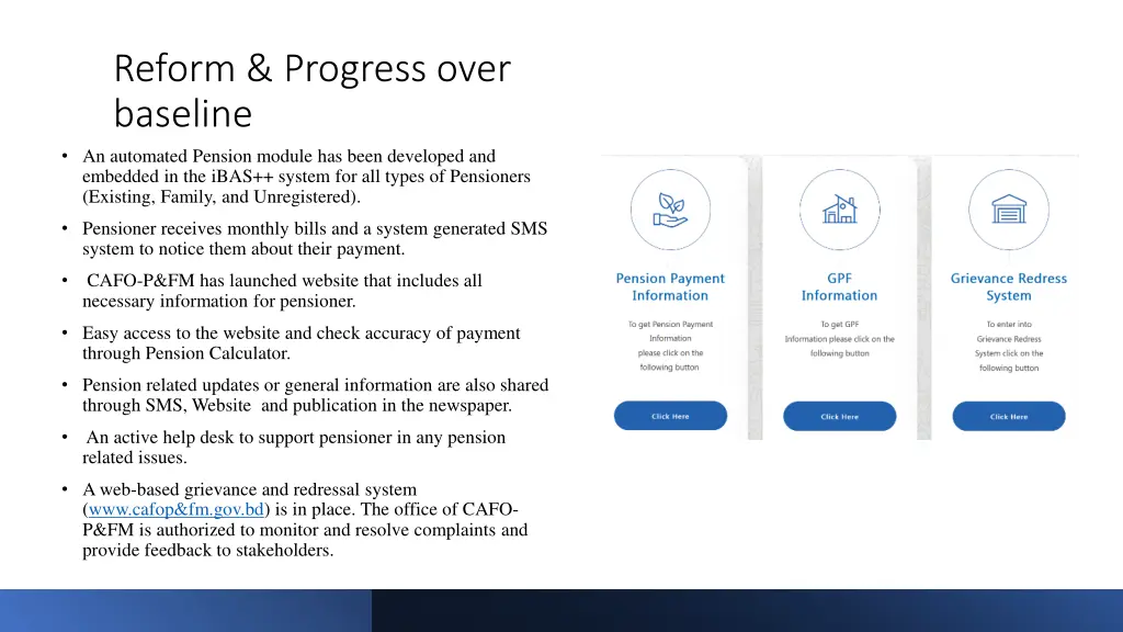 reform progress over baseline an automated