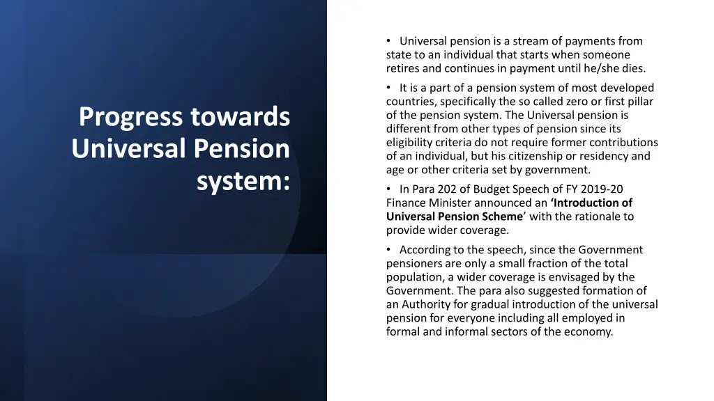 universal pension is a stream of payments from