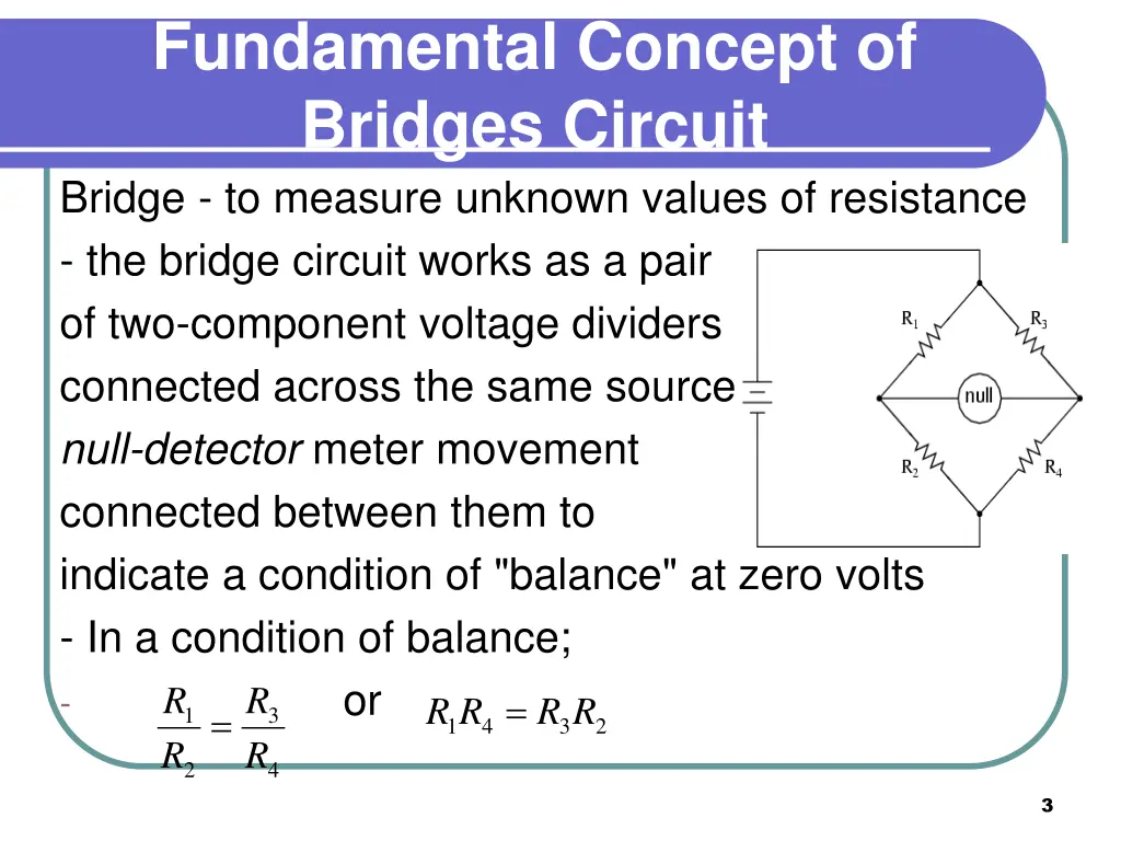 fundamental concept of bridges circuit bridge