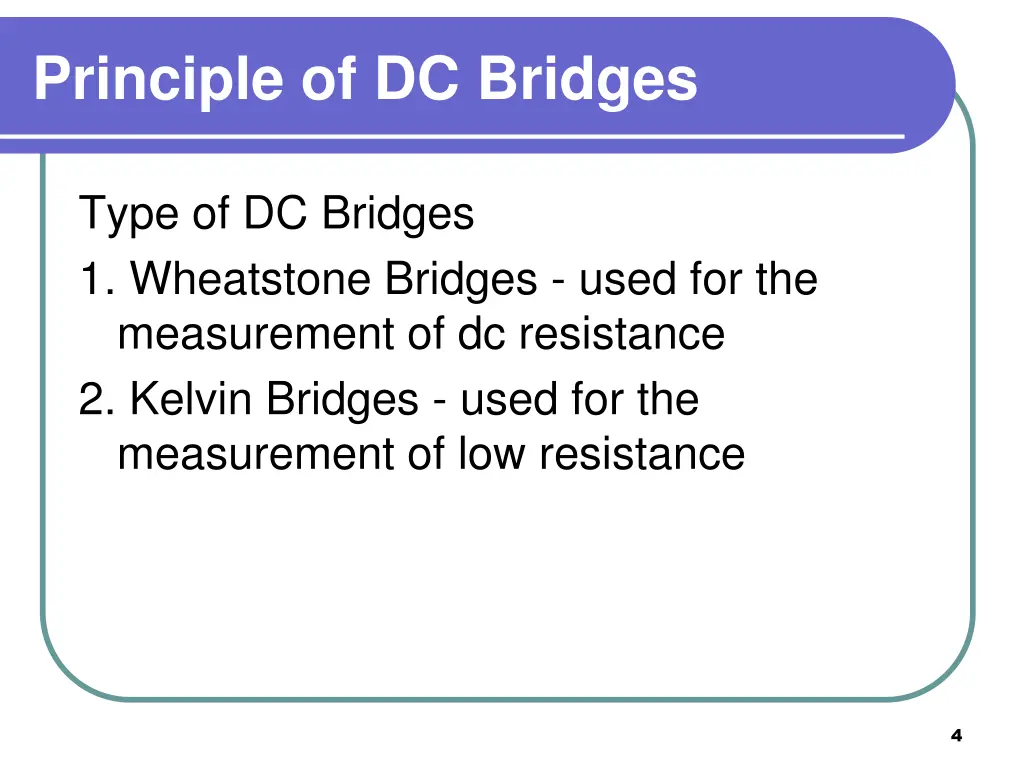 principle of dc bridges