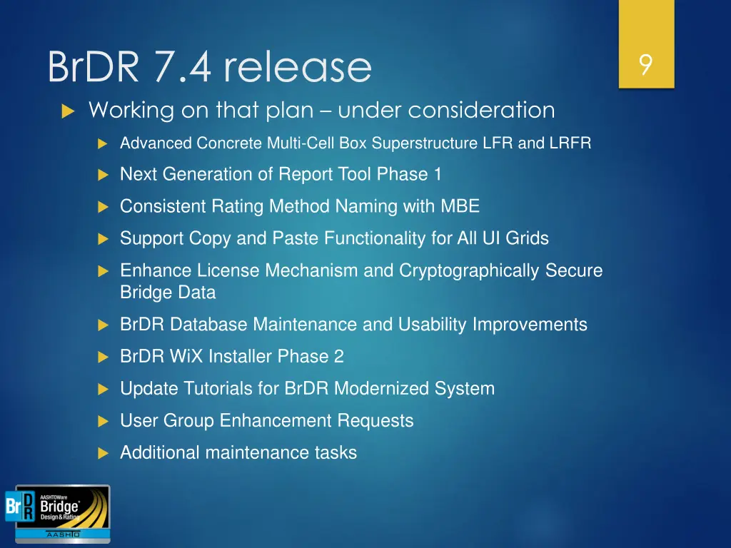 brdr 7 4 release working on that plan under