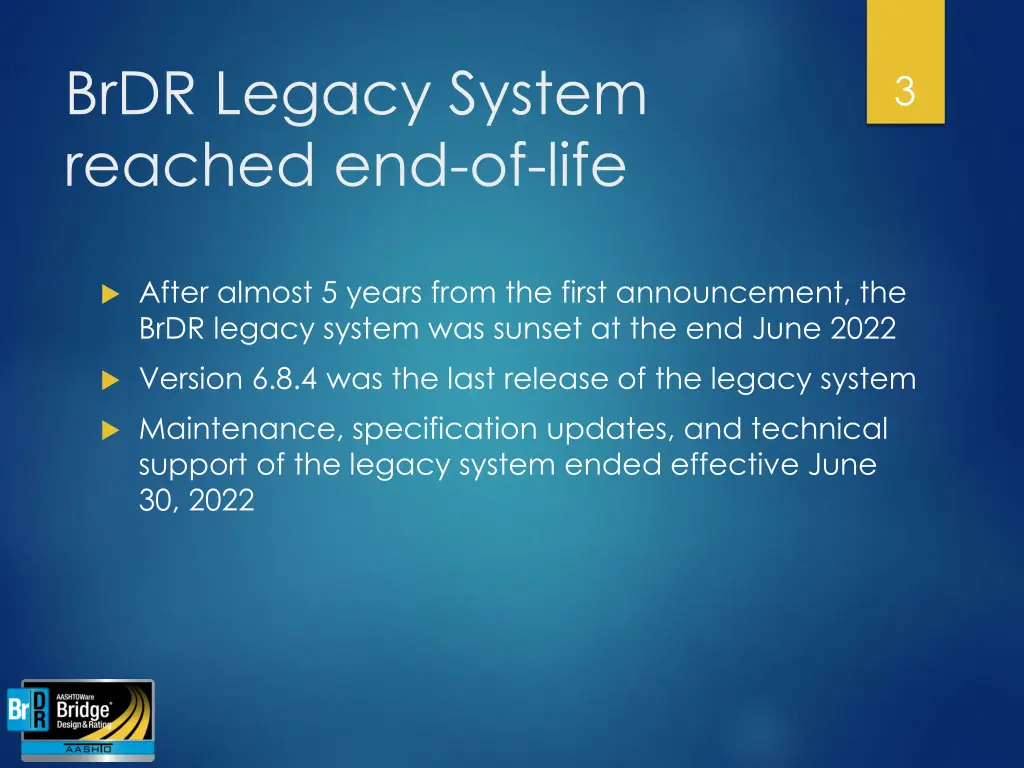 brdr legacy system reached end of life