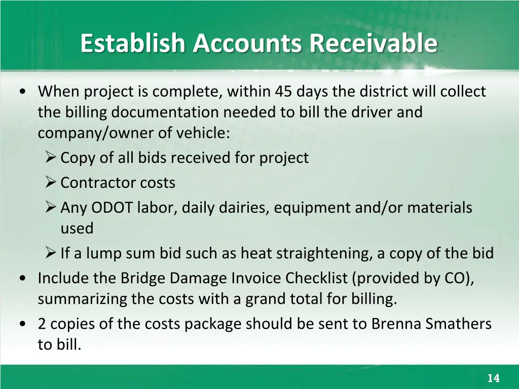 establish accounts receivable