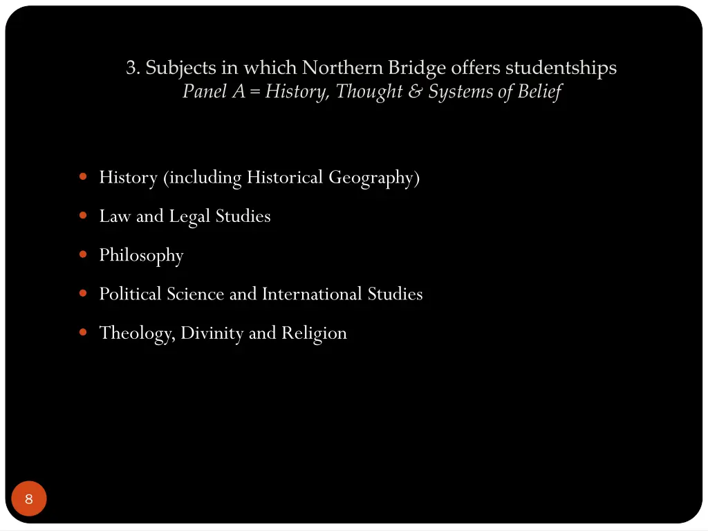 3 subjects in which northern bridge offers