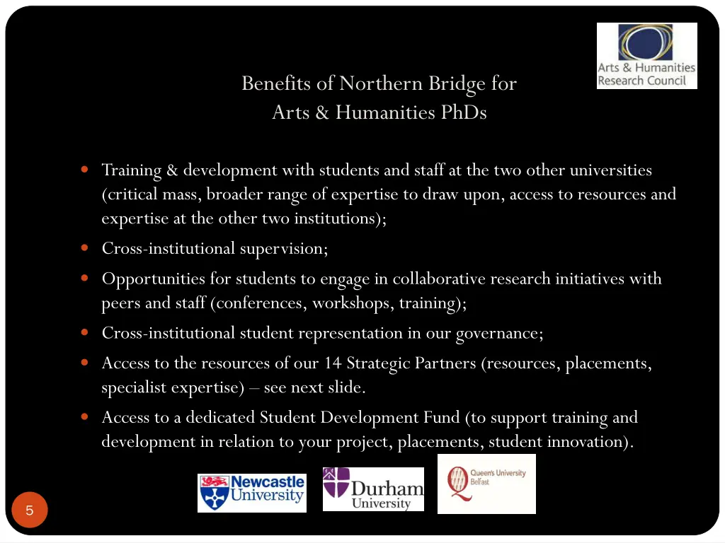 benefits of northern bridge for arts humanities