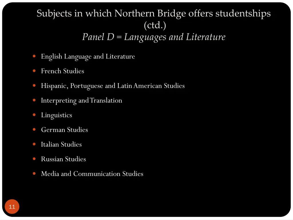 subjects in which northern bridge offers 2