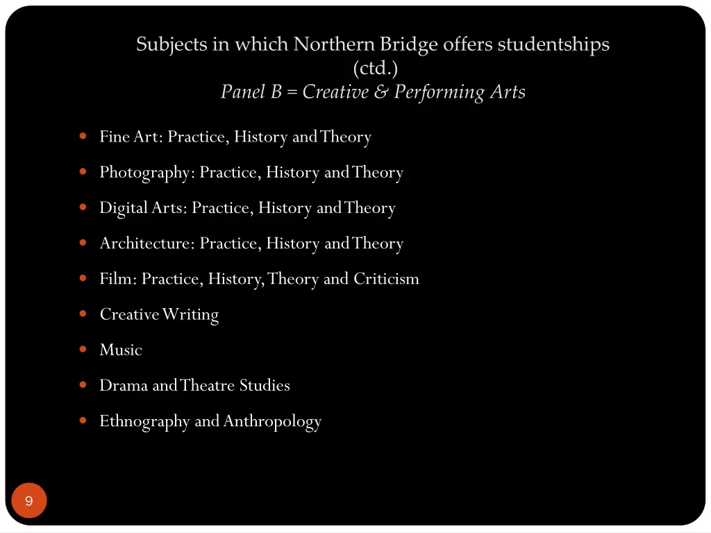 subjects in which northern bridge offers