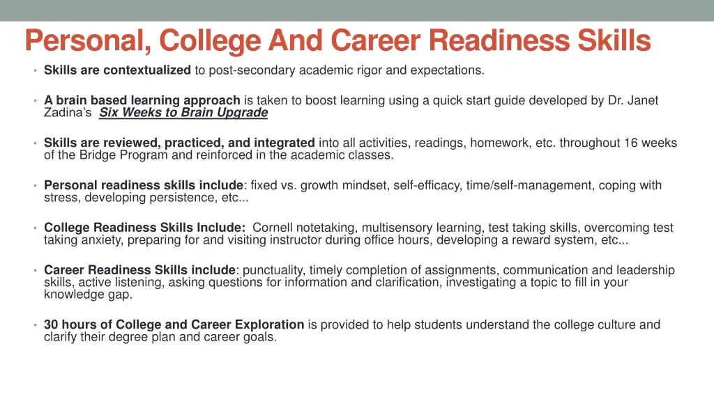 personal college and career readiness skills