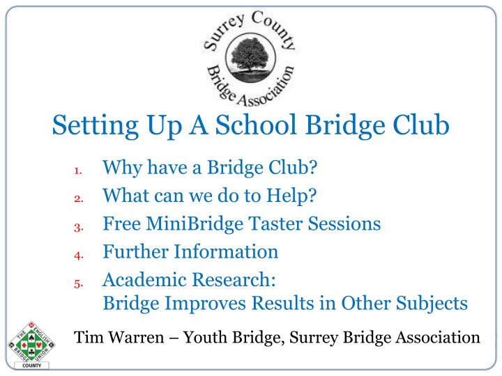 setting up a school bridge club