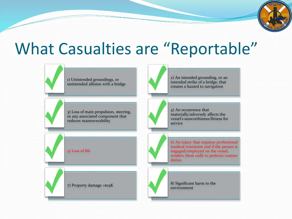 what casualties are reportable