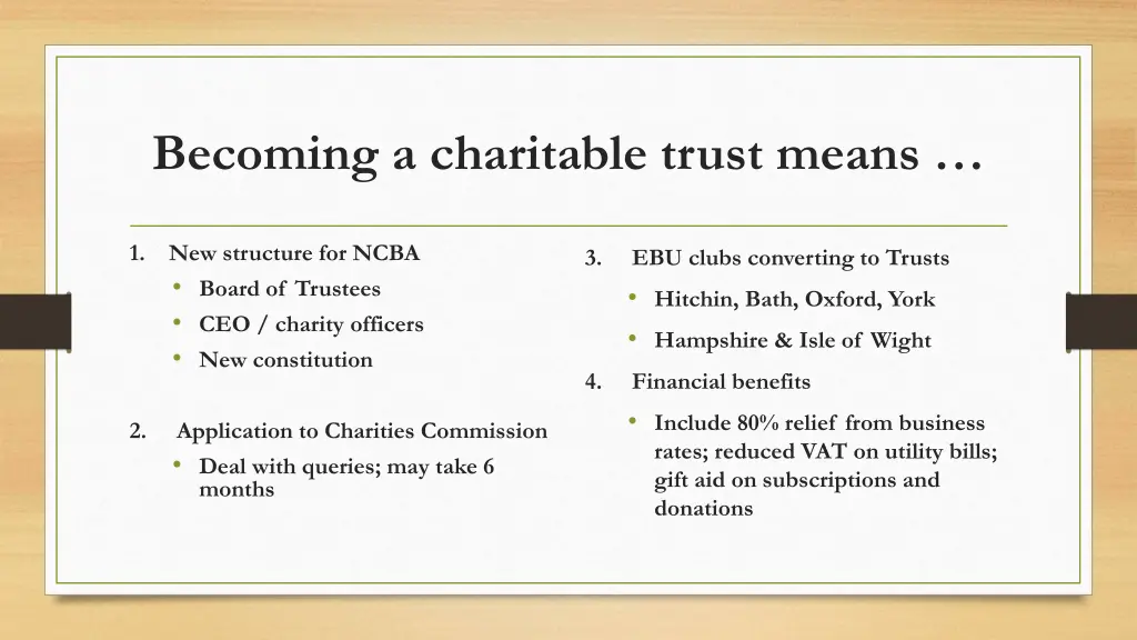 becoming a charitable trust means