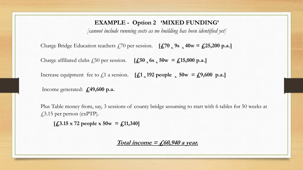 example option 2 mixed funding cannot include