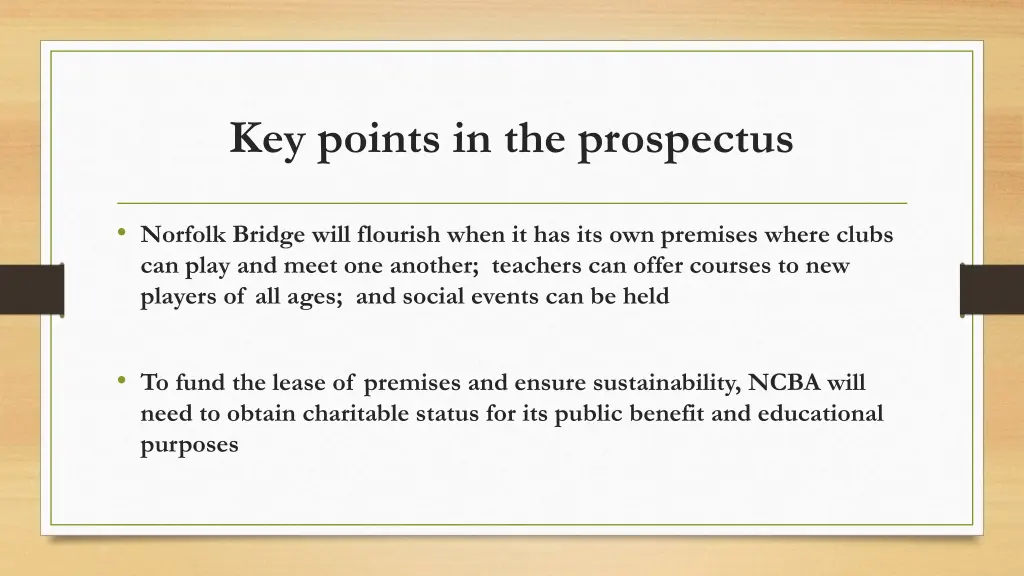 key points in the prospectus