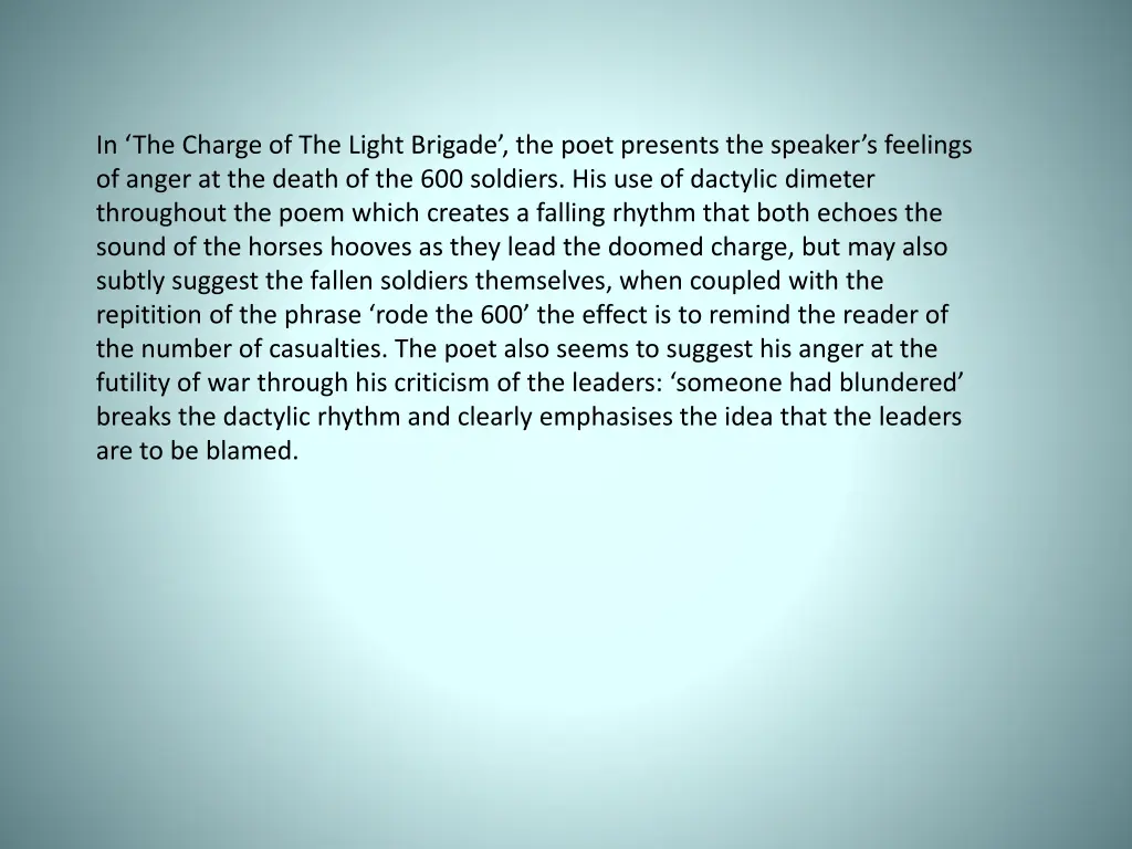 in the charge of the light brigade the poet