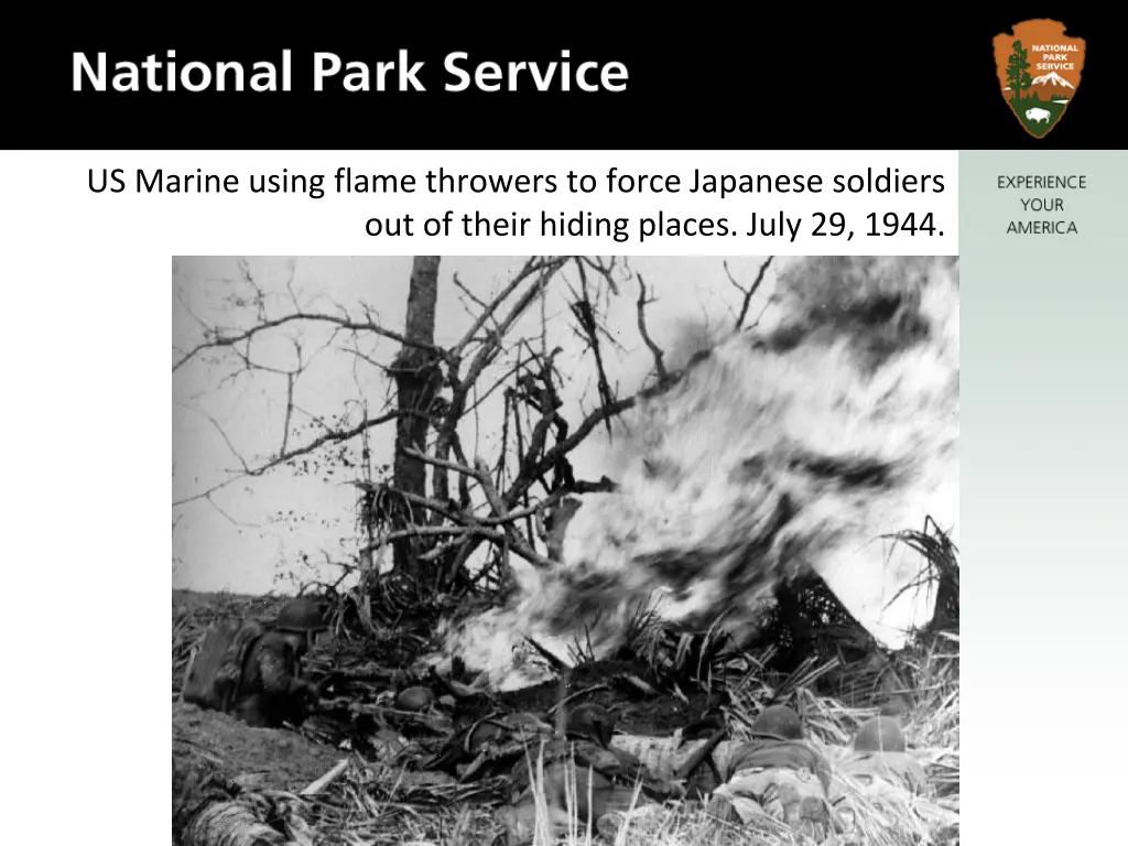 us marine using flame throwers to force japanese