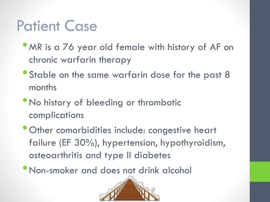 patient case mr is a 76 year old female with