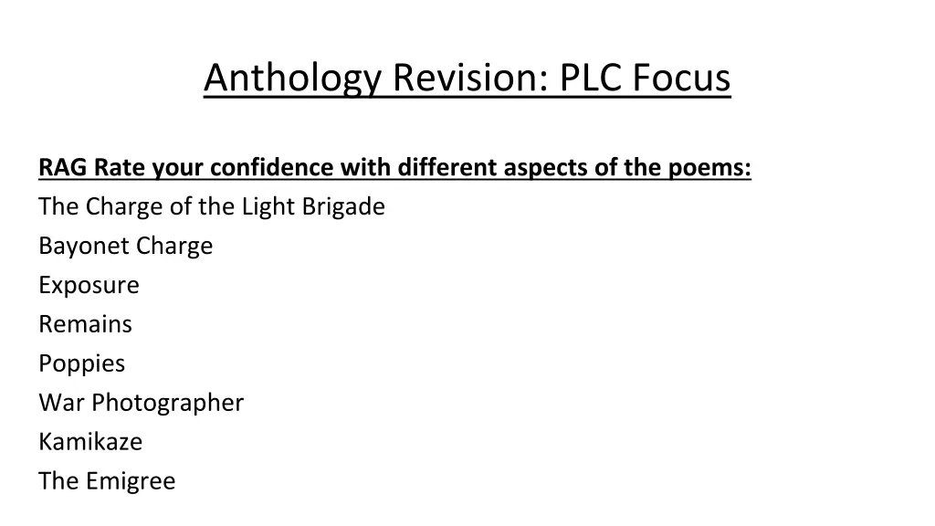 anthology revision plc focus