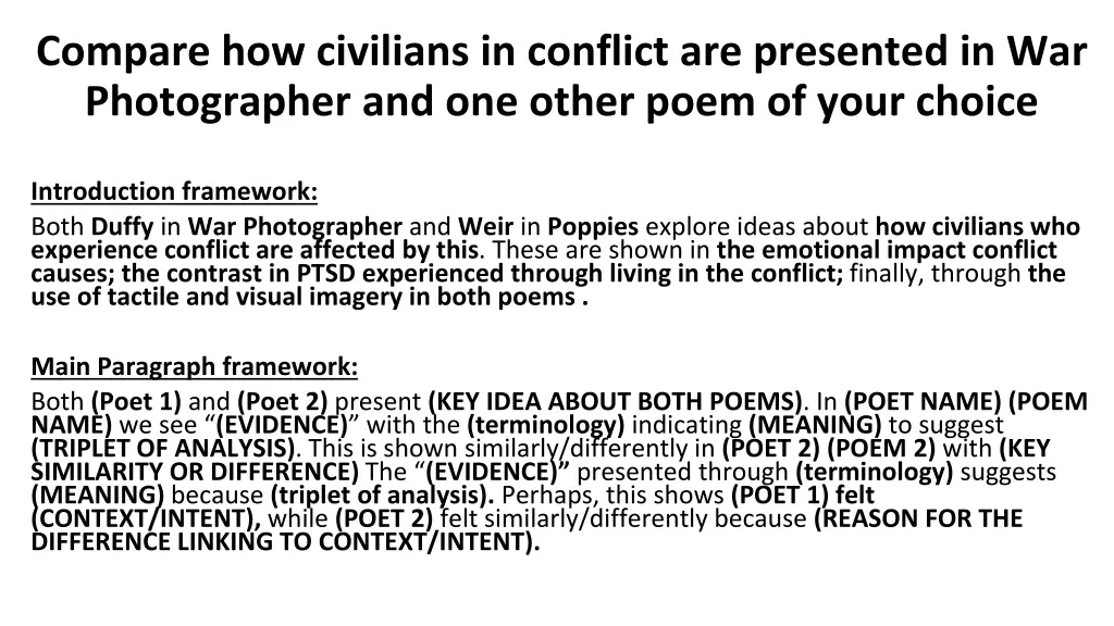 compare how civilians in conflict are presented