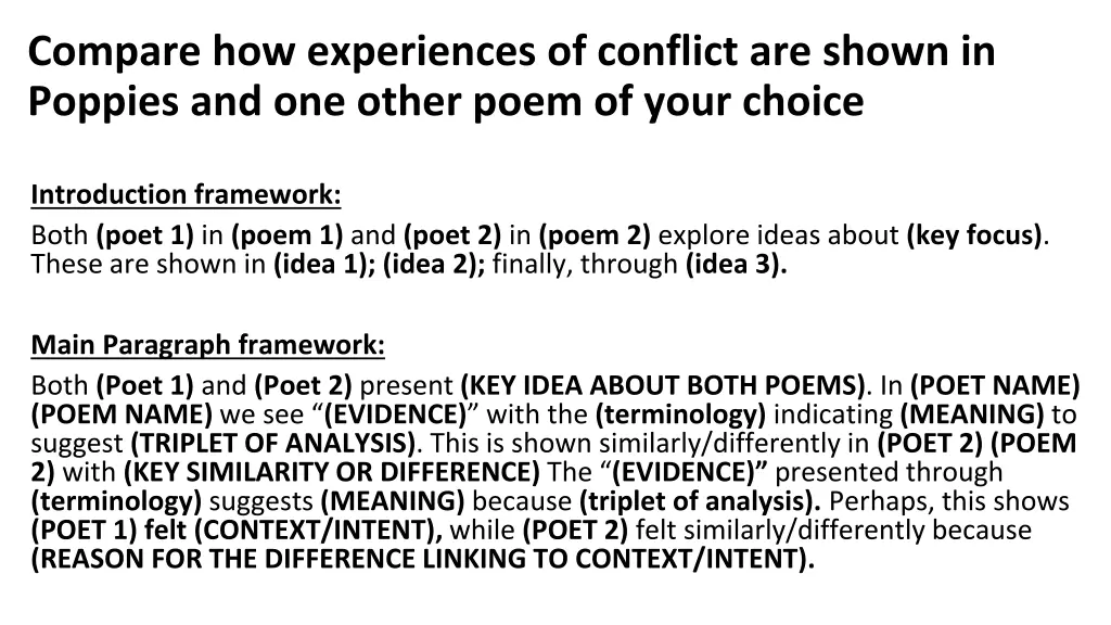 compare how experiences of conflict are shown 1