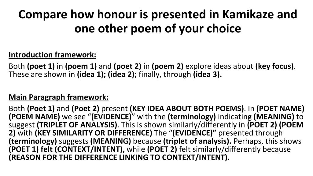 compare how honour is presented in kamikaze