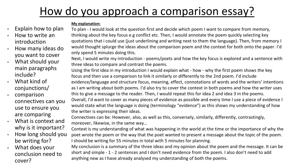 how do you approach a comparison essay 1