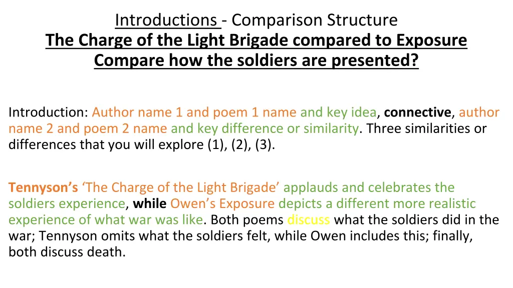 introductions comparison structure the charge