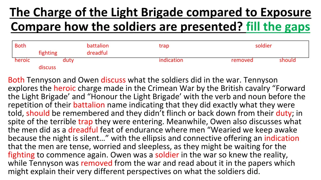 the charge of the light brigade compared 1