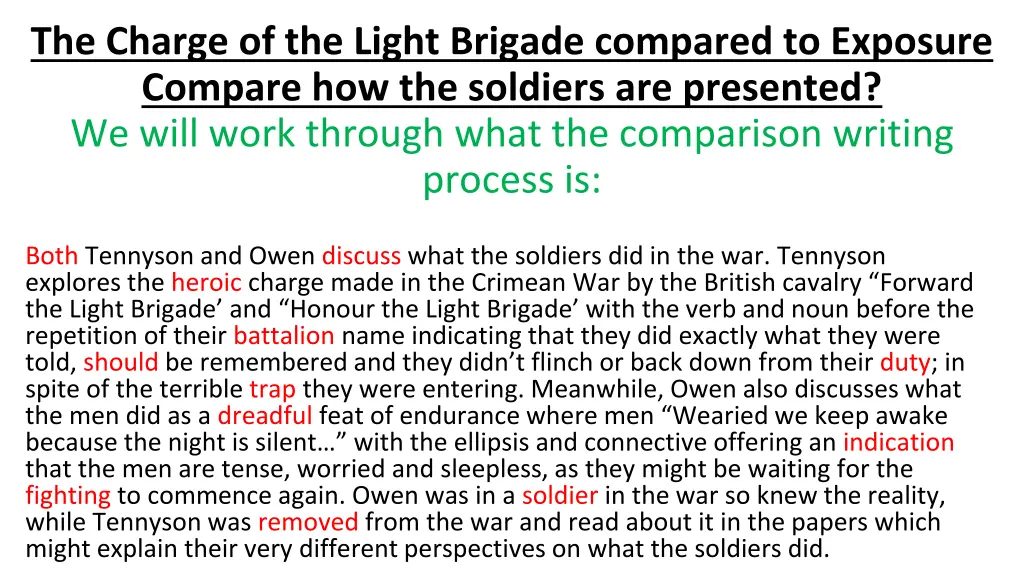 the charge of the light brigade compared 2