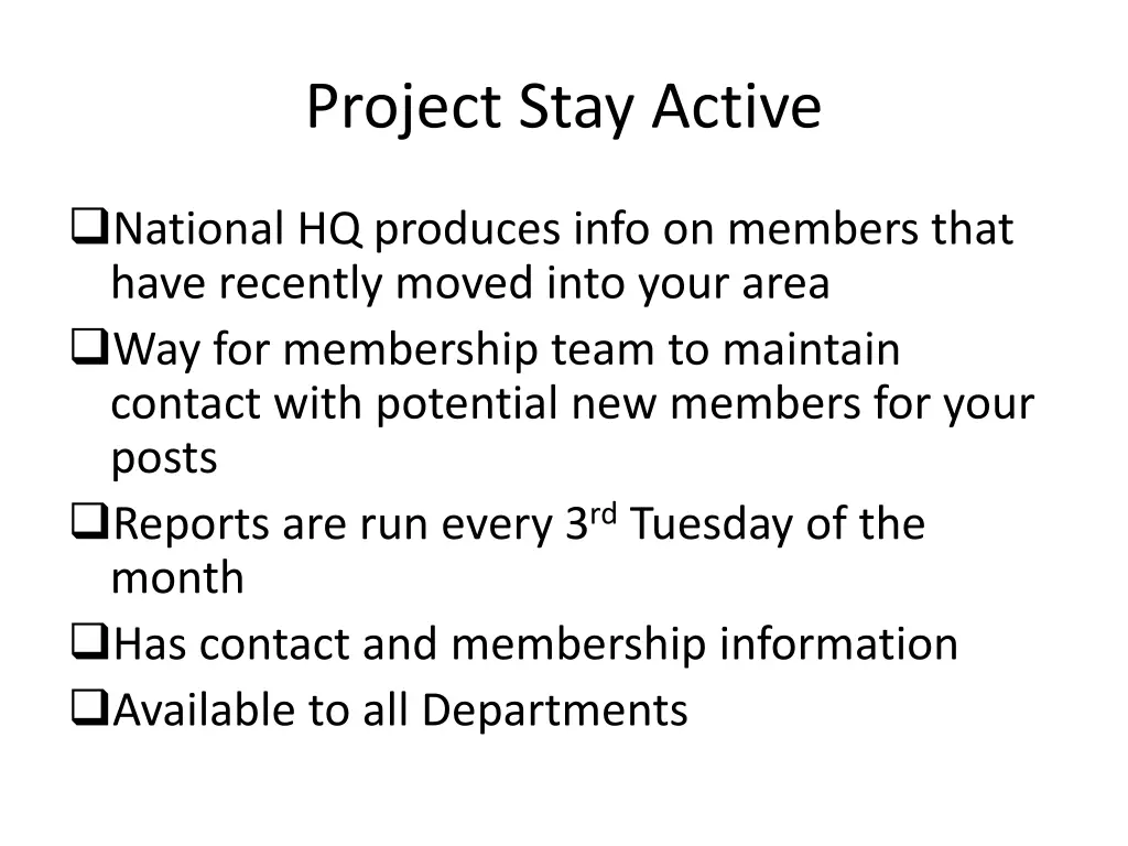 project stay active