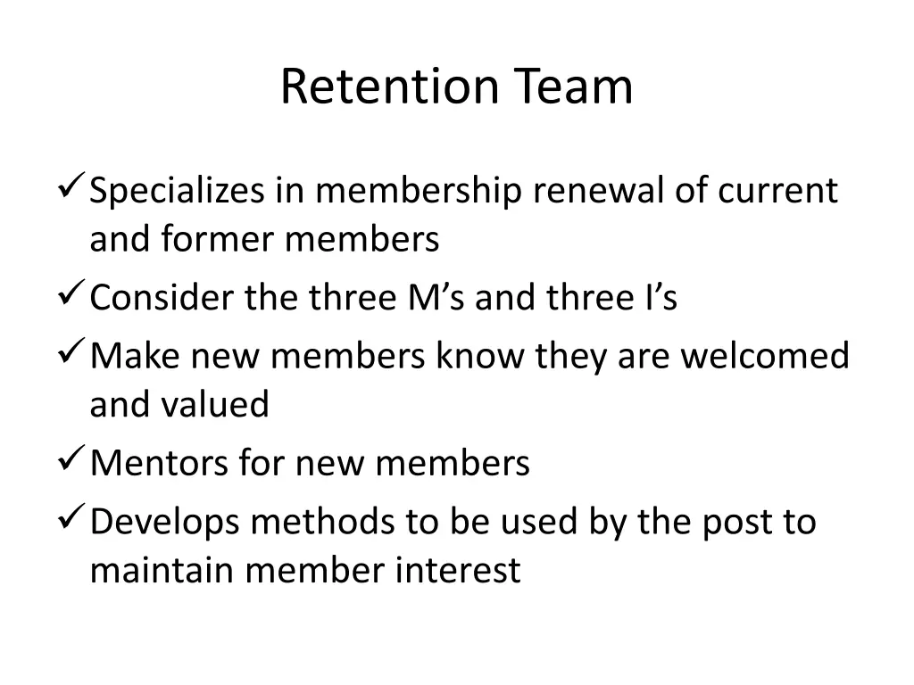 retention team