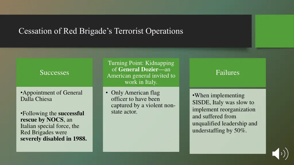 cessation of red brigade s terrorist operations