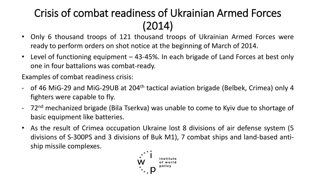 crisis of combat readiness of ukrainian armed