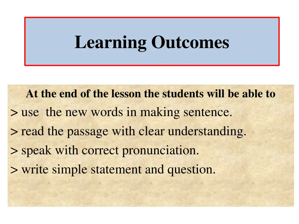 learning outcomes