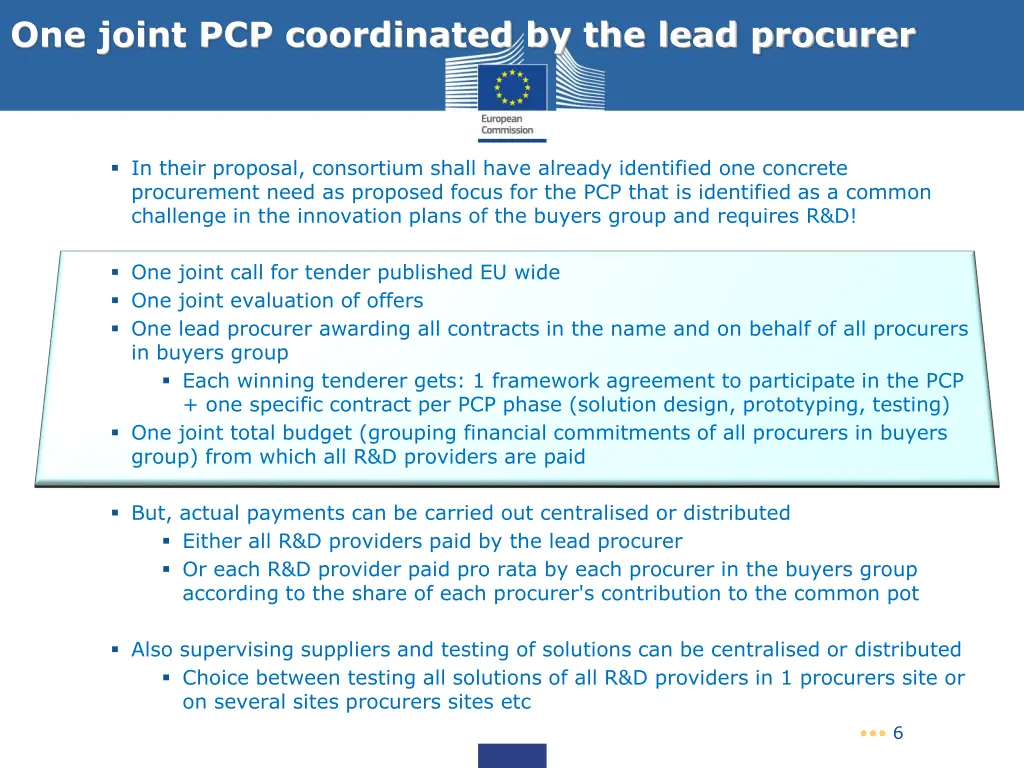 one joint pcp coordinated by the lead procurer