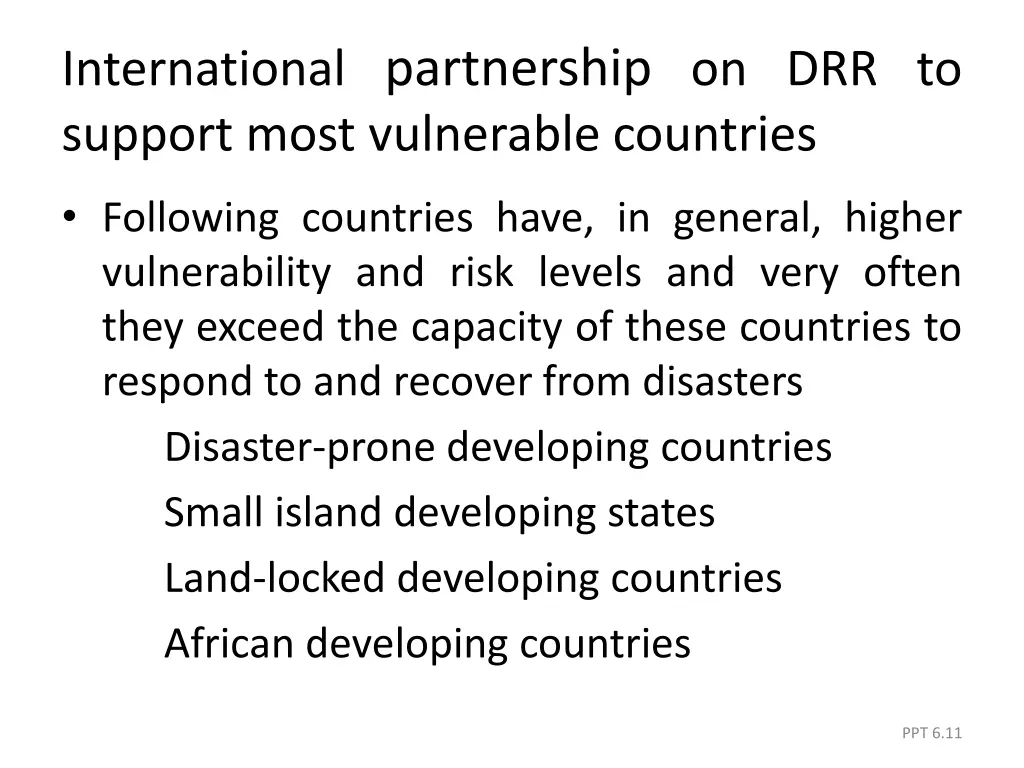 international partnership on drr to support most