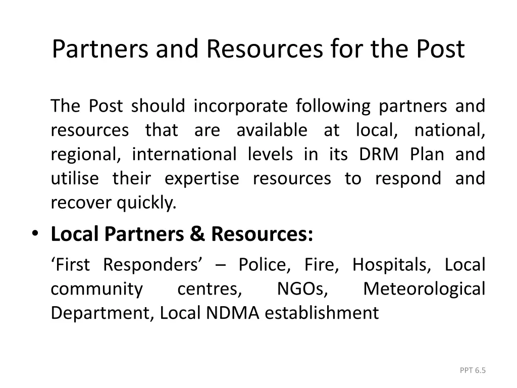 partners and resources for the post