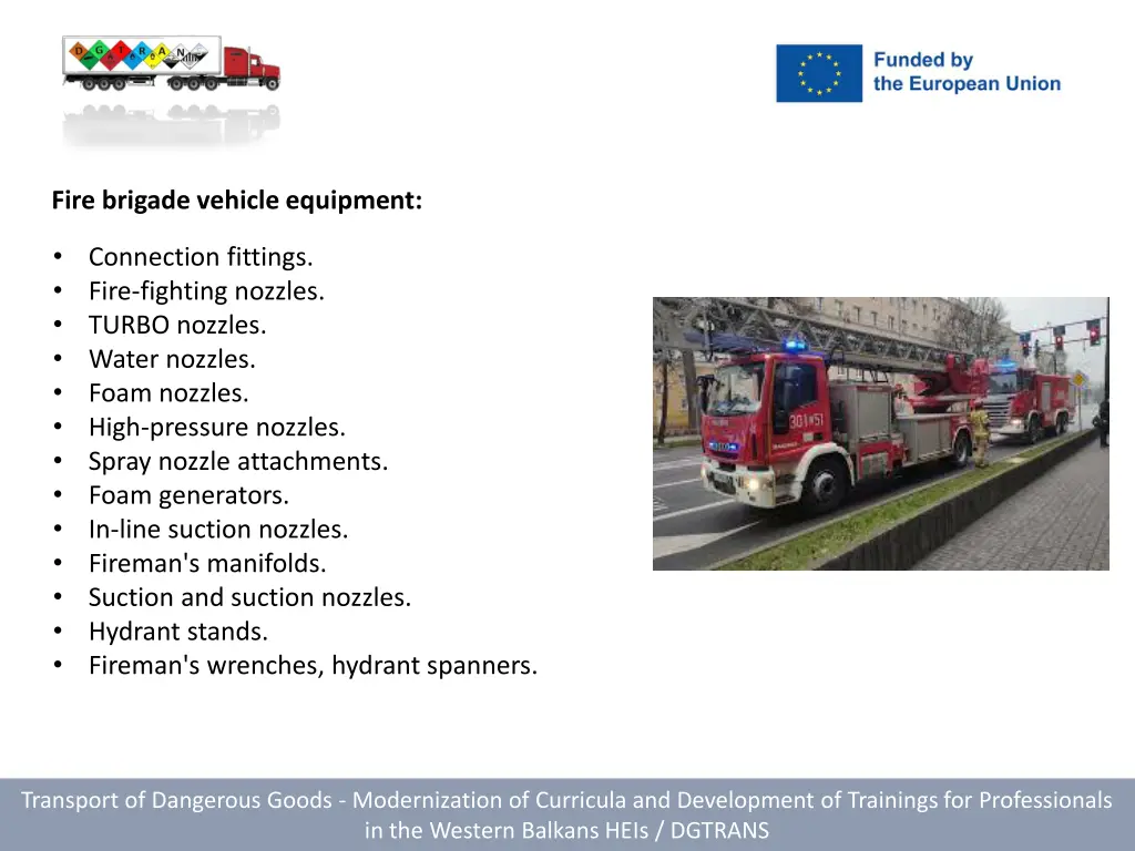 fire brigade vehicle equipment