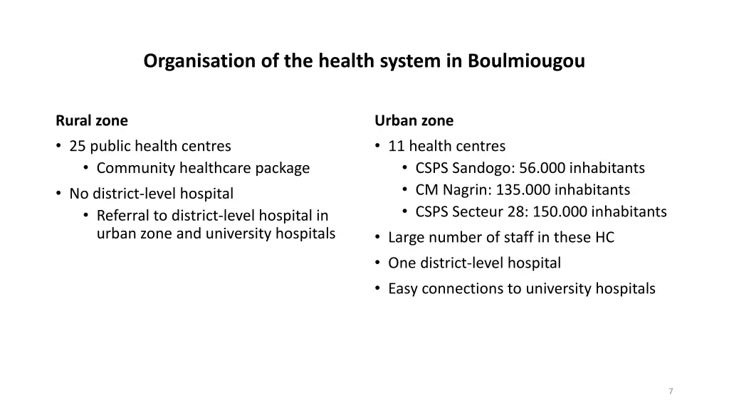 organisation of the health system in boulmiougou