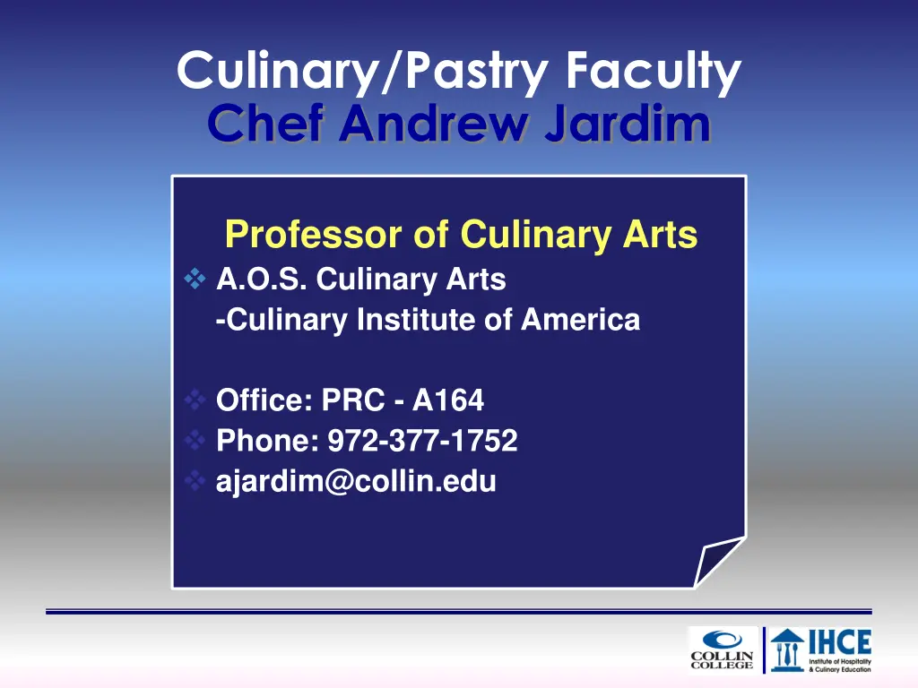 culinary pastry faculty chef andrew jardim