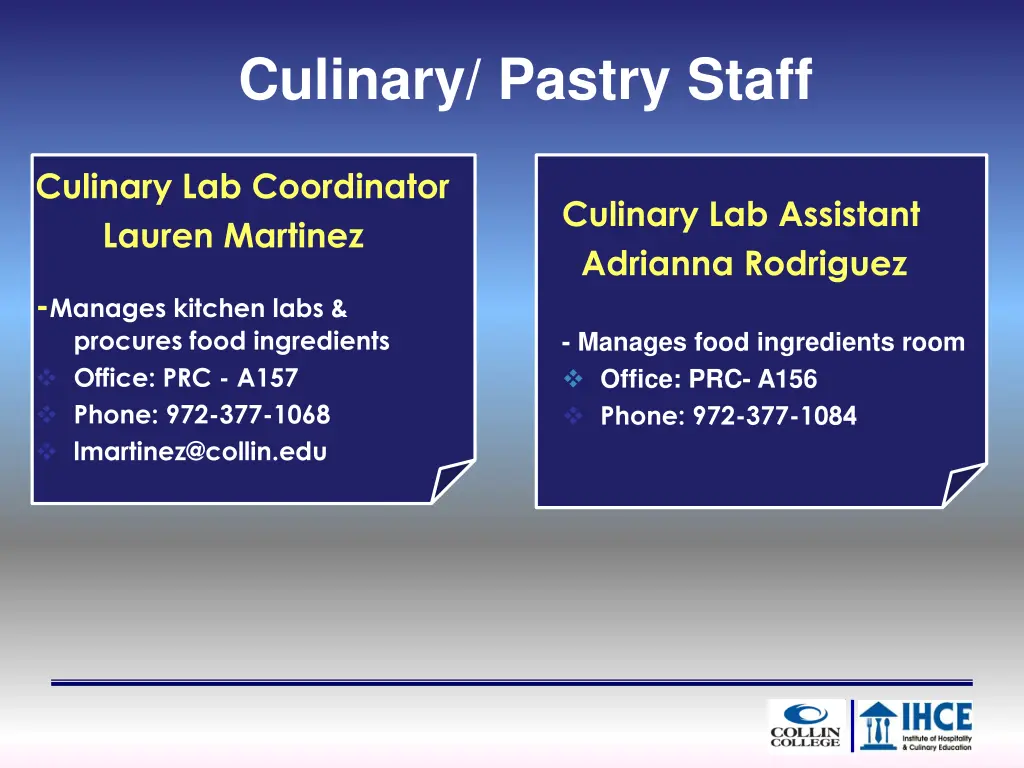 culinary pastry staff