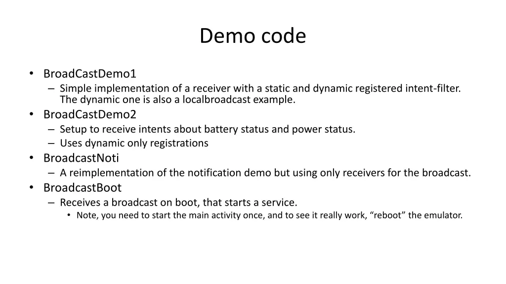 demo code